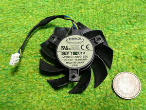 EVERFLOW T127015SU　65 mm DC 12 V 0.30 A 4pinビデオグラフィックスカード冷却ファン