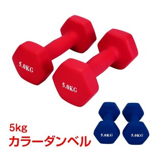 送料無料 ダンベル 5kg 2個セット 可愛い カラーダンベル トレーニング 筋力 筋肉 男性 女性 鉄アレイ エクササイズ 負荷 de094