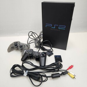 BK◇ 通電確認済み SONY PlayStation 2 PS2 SCPH-30000 プレステ ミッドナイト ブラック 本体 コントローラー メモリーカード 付属