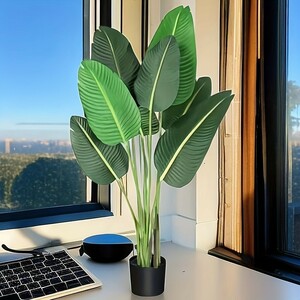 【送料無料】1pc 人工極楽鳥植物 4 フィート フェイクヤシの木 8 幹付きフ