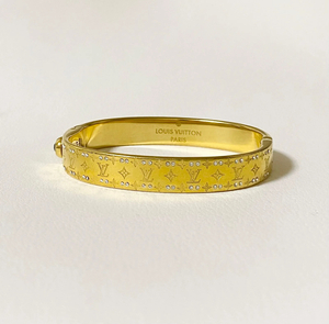  Vuitton bracele nano gram Gold monogram S bangle stone *