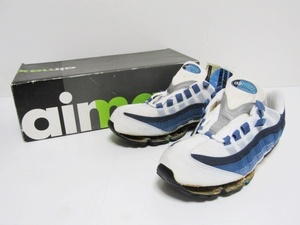 95年製 1995 VTG NIKE AIR MAX 95 ORIGINAL WHITE NEWGREEN BLUE OG 104050-131 US8 ナイキ エアマックス 青グラデ オリジナル ビンテージ