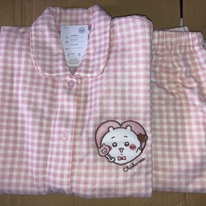 ちいかわ長袖パジャマ 上下セット ピンク 可愛い チェック ちいかわパジャマ サイズ：L 