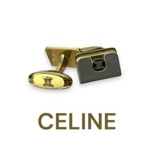 CELINE セリーヌ　カフス カフリンクス カフスボタン ユーズド used ロゴ　ゴールド