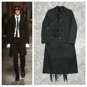DIOR HOMME reflection 2002AW Dior Homme Eddie abrasion man lifre comb .n collection leather fringe Cesta - long coat 40