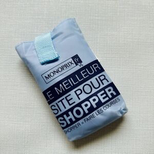 モノプリ エコバッグ MONOPRIX レア　スカイブルー　水色　トートバッグ　フランス　パリ　土産　定番　人気