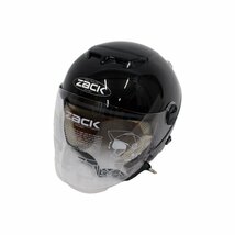 58～59㎝ ユニセックス バイク ヘルメット ( ブラック ) ジェットヘルメット ZACK ZJ-2 インナーシールド 洗える内装_画像2