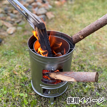 缶ストーブ SE ＆14cm ミニ丸網 2枚セット 焚き火台 ウッドストーブ 薪 ストーブ 木炭 練炭 コンパクト 一人用_画像9