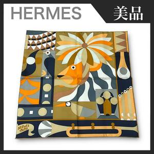 【美品】HERMES エルメス カレ45 パラード・アン・ファンファーレ・デタイユ