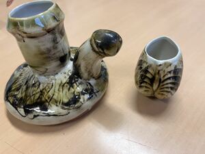 珍品 春画 男根德利 貝盃 女陰猪口 酒器 お猪口 ぐい呑 秘宝 秘部 縁起物 陶器 激レア　実用性