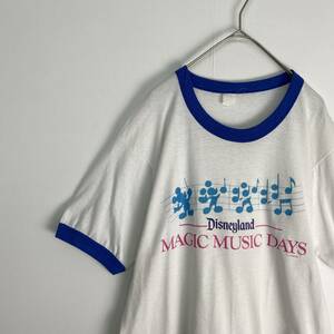 【ディズニー　半袖Ｔシャツ　ヴィンテージ　リンガーＴシャツ　白　青　古着】