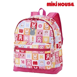 即決です!【ミキハウス】新品未使用mikihouse リュック M 容量10L キッズ こども 子供 かばん 女の子 通園 入園 遠足 おでかけ 総柄 ピンク