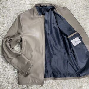 美品　メンズメルローズ【希少Lサイズ　極上ラムレザー】MEN'S MELROSE シングルライダース　レザージャケット　羊革　グレージュ　3