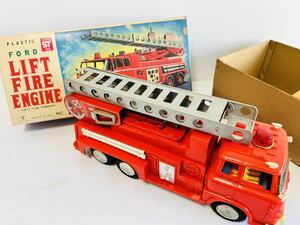 箱付 ヨネザワ YONEZAWA TOYS FORD LIFT FIRE ENGINE はしご車 消防車 ブリキ プラスチック 当時物 希少 レア 入手困難 廃番 ビンテージ