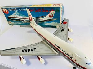 箱付 古紀の巨人機 ATC JA8101 日本航空 ジャンボジェット機 ブリキ 飛行機 JAL フリクショントーイ アンティーク 昭和レトロ ビンテージ