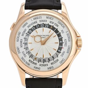 パテックフィリップ PATEK PHILIPPE ワールドタイム 5130R-001 腕時計 レザー RG 自動巻き シルバー メンズ 【中古】