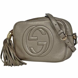 グッチ GUCCI ソーホー ショルダーバッグ タッセル フリンジ ショルダーバッグ レザー ゴールド 308364 レディース 【中古】