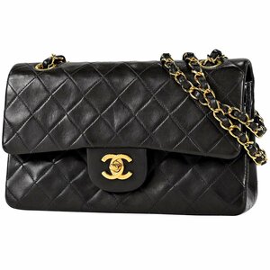 シャネル CHANEL マトラッセ Wフラップ チェーン ショルダーバッグ ココマーク CC ハンドバッグ レザー ブラック レディース 【中古】