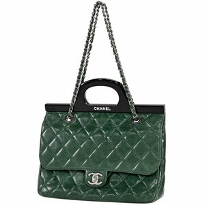 シャネル CHANEL ココマーク ハンドバッグ ２WAY ショルダーバッグ チェーン A92580 ハンドバッグ レザー グリーン レディース 【中古】