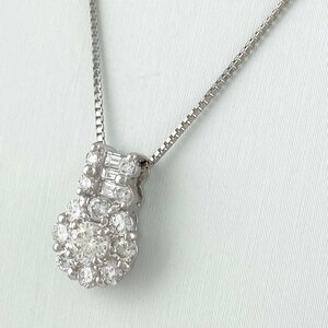 ダイヤモンド デザインネックレス プラチナ ペンダント メレダイヤ ネックレス Pt900 Pt850 ダイヤモンド レディース 【中古】