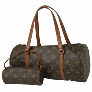 【在庫一掃】 ルイ・ヴィトン Louis Vuitton パピヨン 30 バレルバッグ 筒型 旧旧型 モノグラム ブラウン M51365 レディース 【中古】