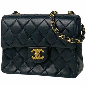 【在庫一掃】 【ジャンク品】シャネル CHANEL ミニ マトラッセ チェーン ショルダーバッグ レザー ブラック レディース 【中古】