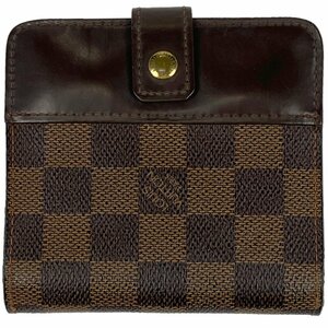 ルイ・ヴィトン Louis Vuitton コンパクトジップ 札入れ 小銭入れ 二つ折り財布 ダミエ ブラウン N61668 レディース 【中古】