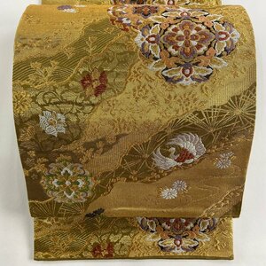 袋帯 美品 秀品 華文 花鳥 金銀糸 箔 金色 六通 正絹 【中古】