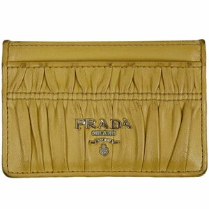 プラダ PRADA ロゴ カード入れ パスケース カードケース カードケース レザー イエロー 1MC208 レディース 【中古】