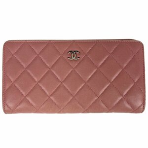 シャネル CHANEL ココマーク 二つ折り 長財布 マトラッセ CC 長財布 レザー ピンク レディース 【中古】