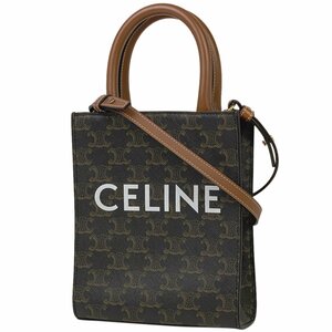 セリーヌ CELINE ミニ バーティカル カバ トートバッグ 2WAY ショルダー ハンド トートバッグ コーティングキャンバス ブラック 中古