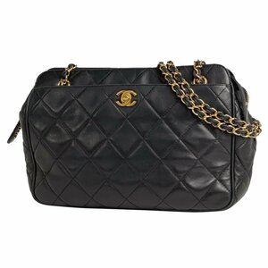 シャネル CHANEL ココマーク チェーン ショルダーバッグ ロゴ マトラッセ トート ショルダーバッグ レザー ブラック レディース 【中古】