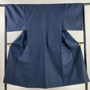 男着物 身丈140cm 裄丈66cm S 袷 アンサンブル 紬 紺色 正絹 優品 【中古】