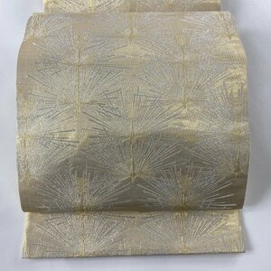 袋帯 美品 逸品 落款 北村武資 光彩錦 若松 金糸 箔 金色 六通 正絹 【中古】