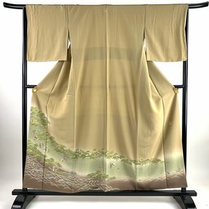  color tomesode length 156cm sleeve length 65.5cm M... pine person gold paint bokashi mountain blow tea color silk preeminence goods one .[ used ]