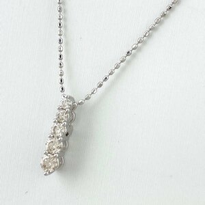 メレダイヤ デザインネックレス WG ホワイトゴールド ペンダント ネックレス K18 WG ダイヤモンド レディース 【中古】