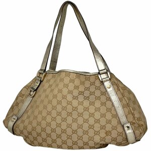 グッチ GUCCI GG柄 ショルダーバッグ トートバッグ アビー GGキャンバス ベージュ シルバー 130736 002122 レディース 【中古】