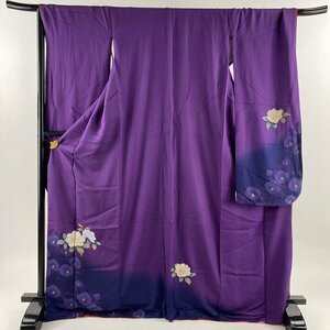  long-sleeved kimono length 171cm sleeve length 67cm M.. gold silver . purple silk name goods [ used ]