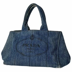 プラダ PRADA カナパトート トートバッグ デニム ブルー レディース 【中古】