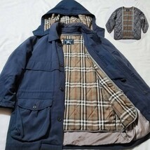 美品 XL~XXL バーバリー ノバチェック BURBERRY ジャケット ブルゾン パーカー コットンライナー付 中綿 メンズ 大きいサイズ 春 希少色_画像1