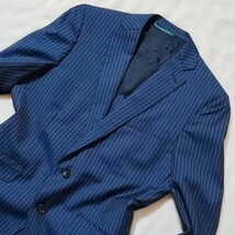 新品 Lサイズ相当 ロロピアーナ 紺ブレ Loro Piana テーラードジャケット ストライプ ウール100% ネイビー メンズ 大きいサイズ ビジネス_画像3