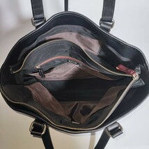 美品 ポールスミス Paul Smith トートバッグ 本革 レザー ブラック 黒色 ビジネスバッグ ブリーフケース メンズ 大容量 仕事 A4可 肩掛け可_画像9