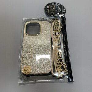 １円〜　MAELYS LOUNA Cross Body Cace Duo iPhoneケース　iPhone 14 pro 3Lens　ゴールドラメ　ストラップ付き　ミラー　カード　C1685