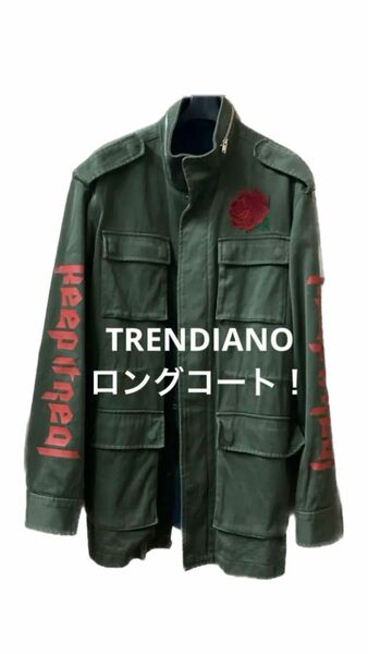 【必見！ミリタリージャケット ！】TRENDIANO ロングコート！カーキ