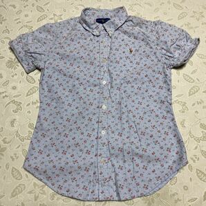 送料込 春夏物 ラルフローレン POLO RALPH LAUREN コットン 半袖 シャツ160 女の子 可愛い 淡いブルー 花柄の画像1
