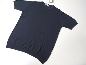  メンズ L ジョンスメドレー 最高級コットン 鹿の子 クルーネックTシャツ PARK ネイビー JOHN SMEDLEY イギリス製★