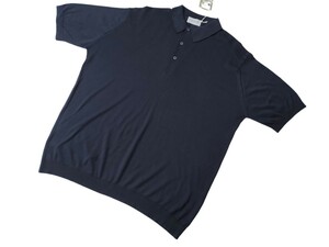  メンズ XL ジョンスメドレー 最高級コットン 台襟ポロシャツシャツ ADRIAN ネイビー JOHN SMEDLEY イギリス製★