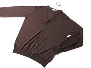  メンズ L ジョンスメドレー 最高級コットン カーディガン WHITCHURCH COFFEE BEAN ダークブラウン JOHN SMEDLEY イギリス製★廃盤カラー