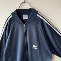 adidas アディダス ATP トラックジャケット ジャージ 80s USA製 ヴィンテージ ビンテージ ネイビー ホワイト 紺 白 古着 _画像3