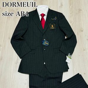 【未使用】DORMEUIL ドーメル　セットアップ　スーツ　ブラック　黒　ストライプ　AB4 ビジネス M 2B シングル